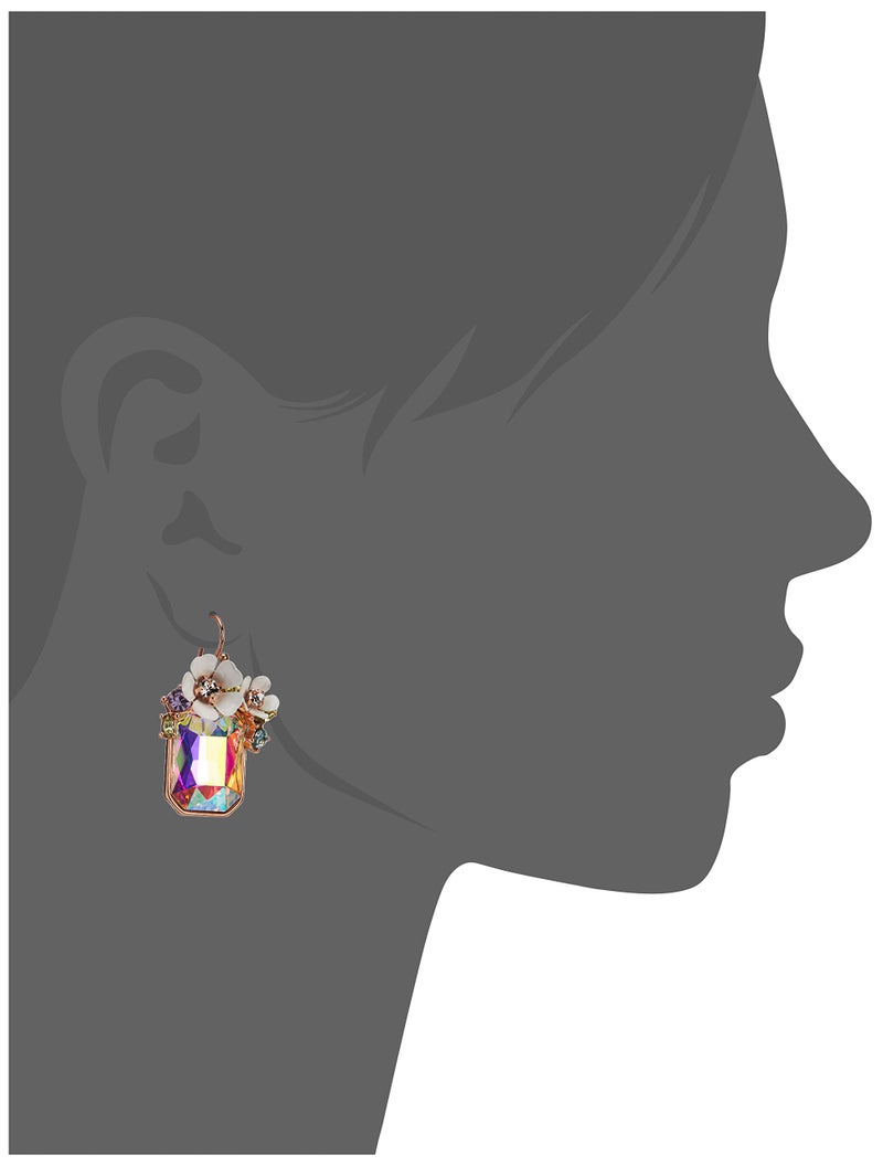 Betsey Johnson Flower Cluster Stone Drop Earrings - Image 3